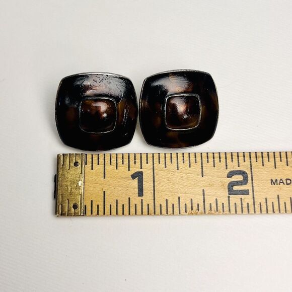 Anne Klein AK Tortoise Brown Gold Tone‎ Clip Earrings Vintage - Picture 4 of 4